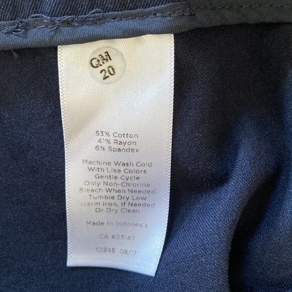 Talbots Navy Chatham Ankle Pants Stretchy Tulip Slit Hem Flat Front Side Zip - Picture 8 of 13